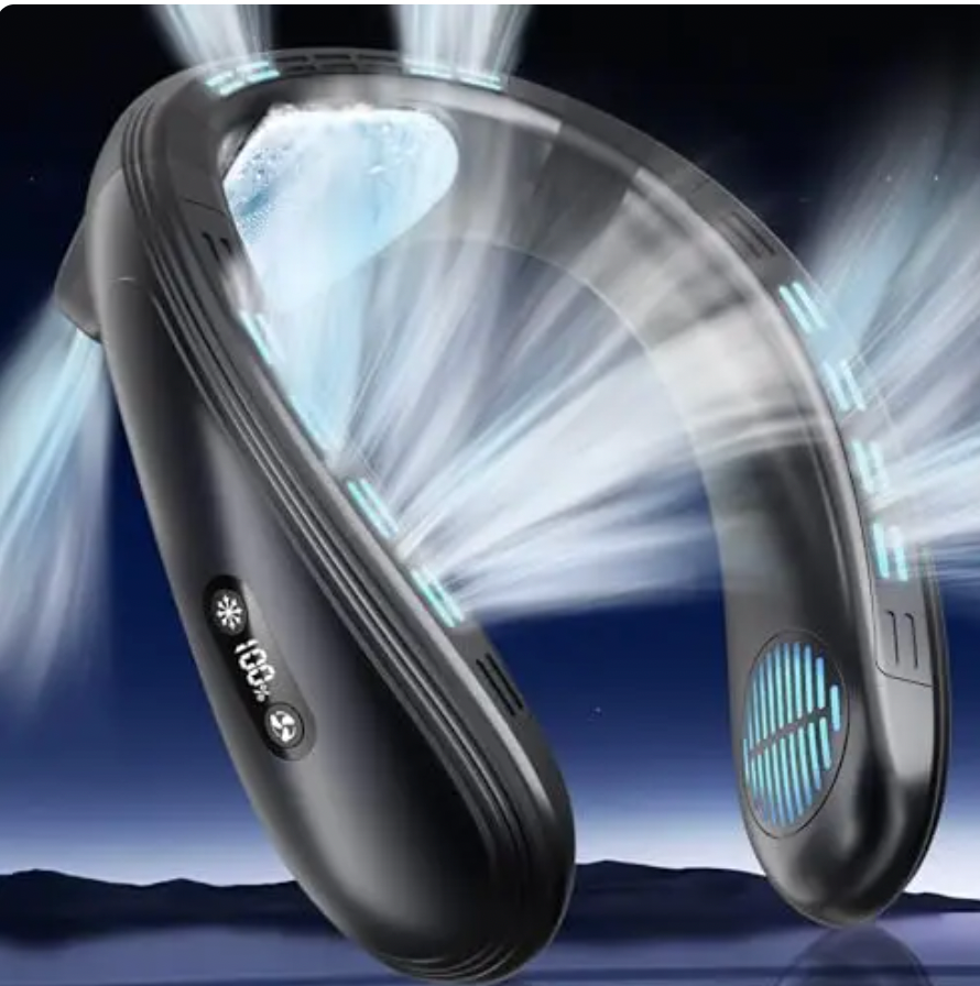 Portable Bladeless Cooling Neck Fan with LED Display for Summer