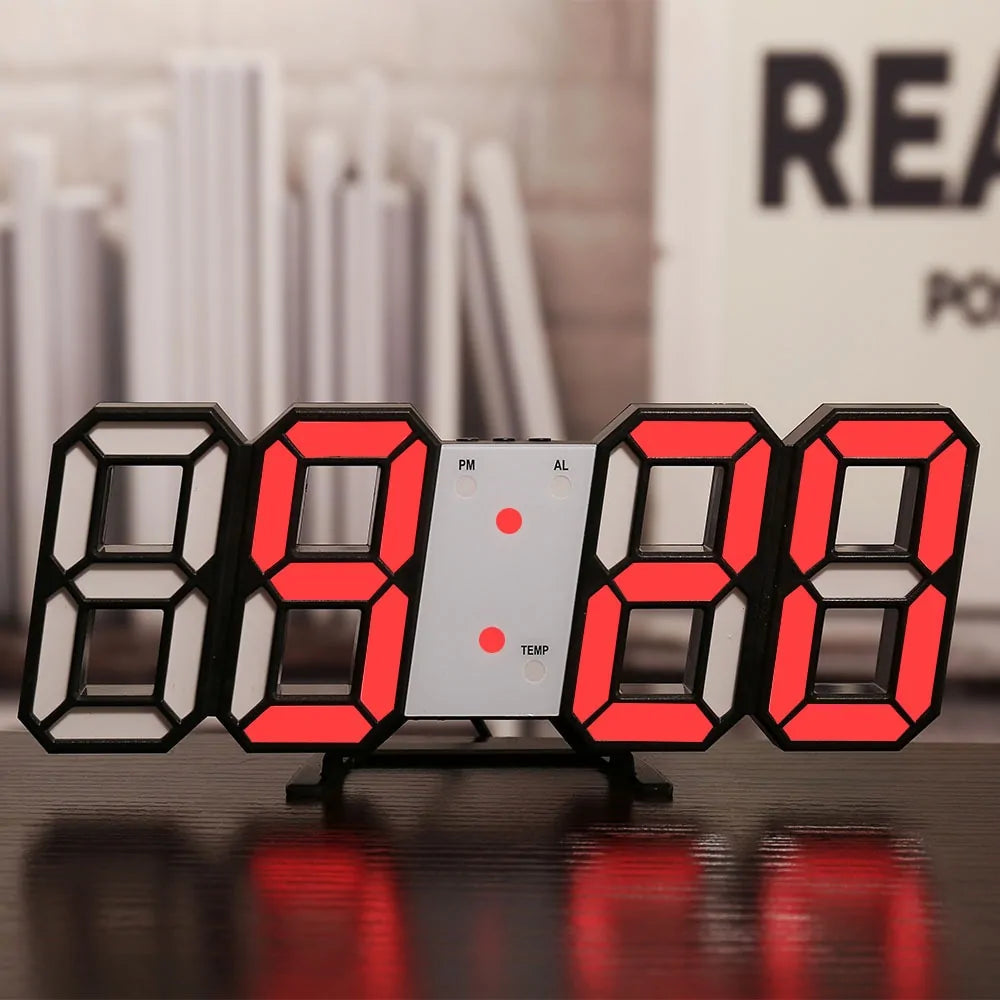 3D LED Display Digital Wall Clock for Home or Decor