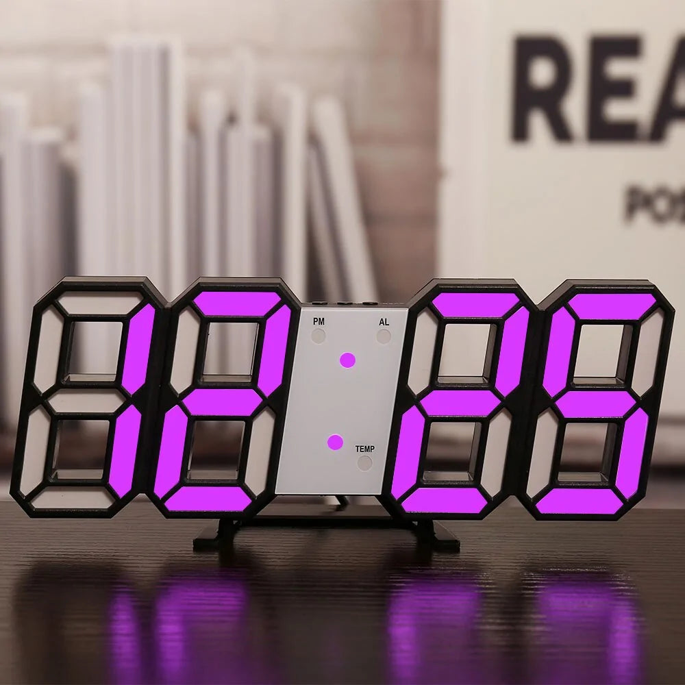 3D LED Display Digital Wall Clock for Home or Decor
