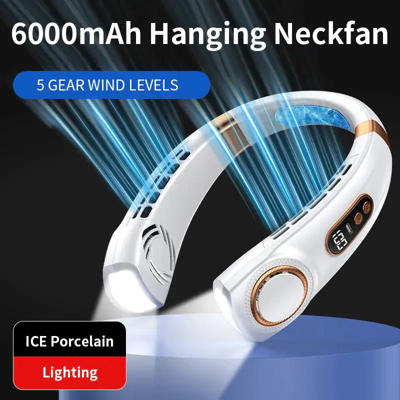 Portable Bladeless Cooling Neck Fan with LED Display for Summer