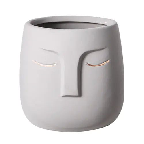 Buddhist Face Shape Ceramic Flower Pot Vase for Living Room