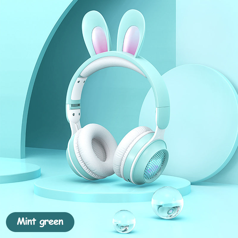 Cute Rabbit Ears Wireless Noise Reduction Foldable Bluetooth Headphones for Girls