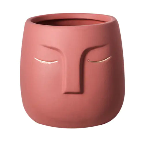 Buddhist Face Shape Ceramic Flower Pot Vase for Living Room