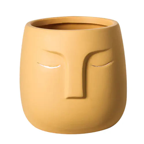 Buddhist Face Shape Ceramic Flower Pot Vase for Living Room