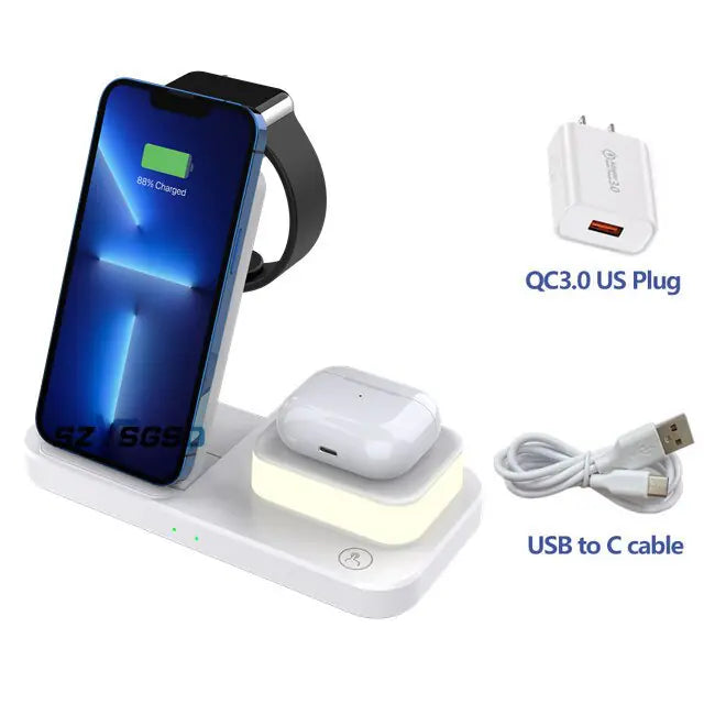 20 Watts 3 In 1 Wireless Foldable Charging Station for iPhone, Apple Watch, and AirPods Pro