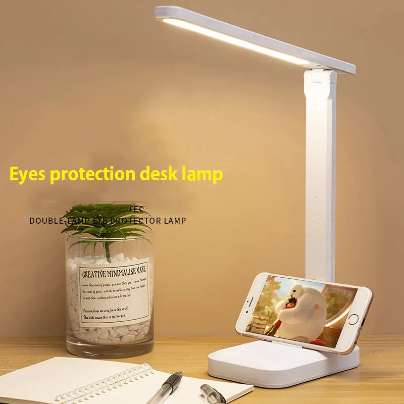 Folding table lamp eye protection touch dimmable LED lamp student dormitory bedroom reading USB charge table lamp