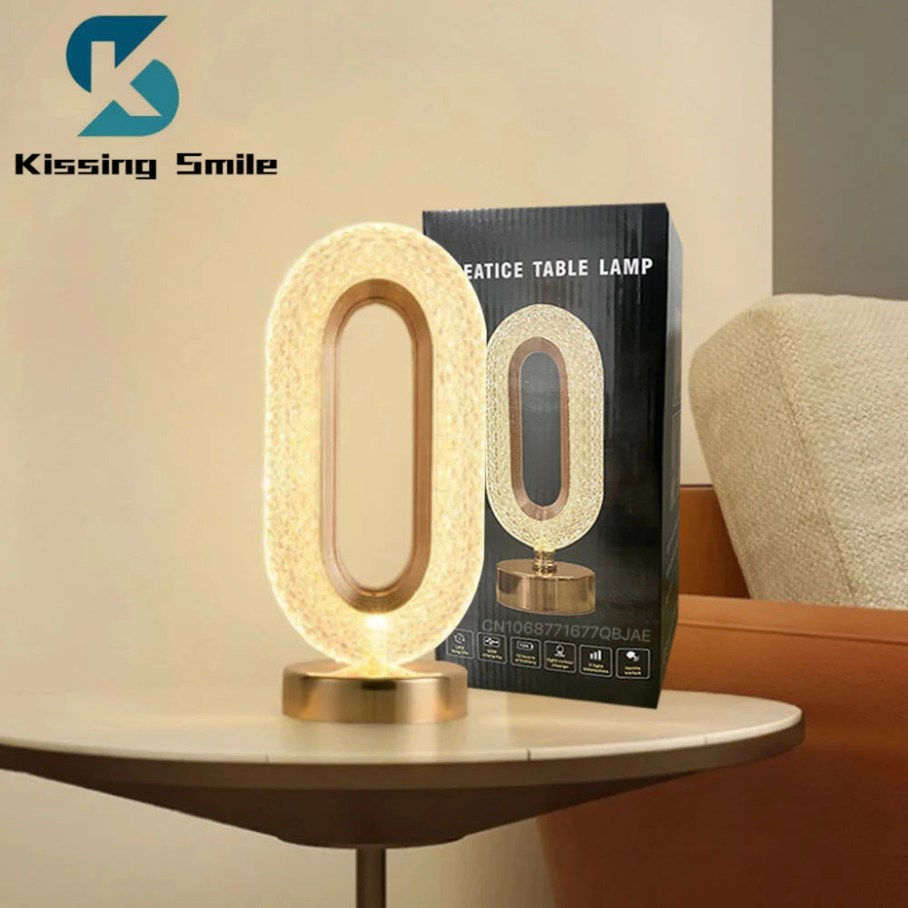 Oval Shaped Crystal Diamond Reading Table Night Lamp for Study or Bedroom