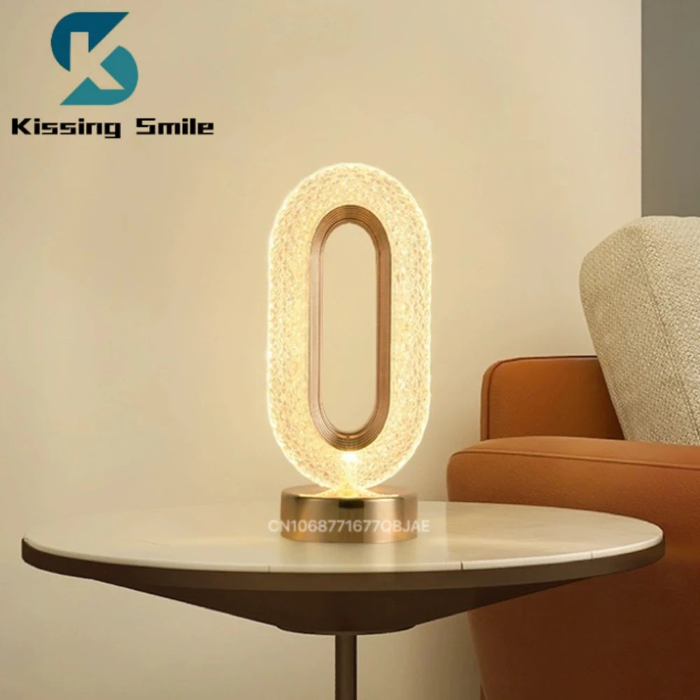 Oval Shaped Crystal Diamond Reading Table Night Lamp for Study or Bedroom