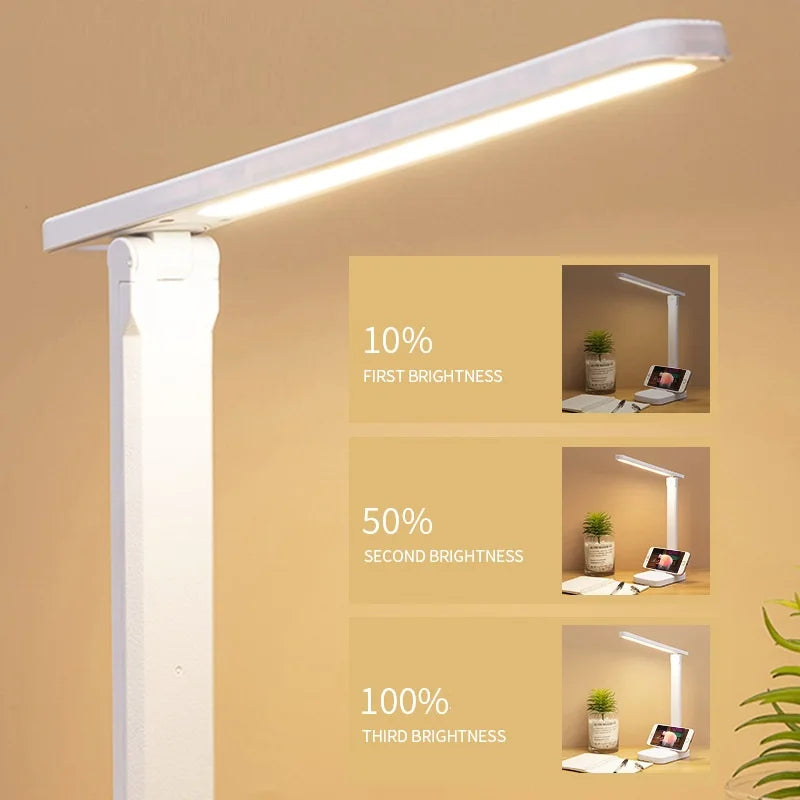 Folding table lamp eye protection touch dimmable LED lamp student dormitory bedroom reading USB charge table lamp