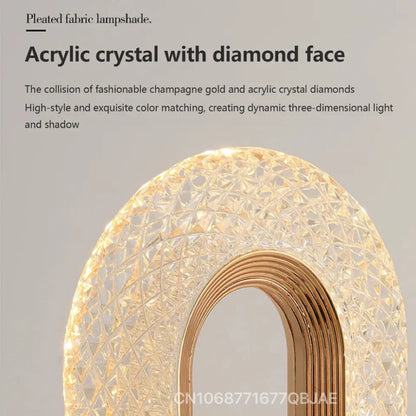 Oval Shaped Crystal Diamond Reading Table Night Lamp for Study or Bedroom