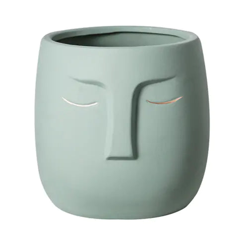 Buddhist Face Shape Ceramic Flower Pot Vase for Living Room