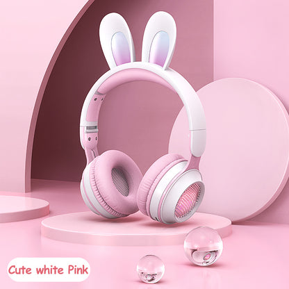 Cute Rabbit Ears Wireless Noise Reduction Foldable Bluetooth Headphones for Girls