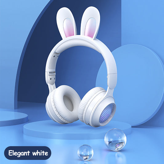 Cute Rabbit Ears Wireless Noise Reduction Foldable Bluetooth Headphones for Girls