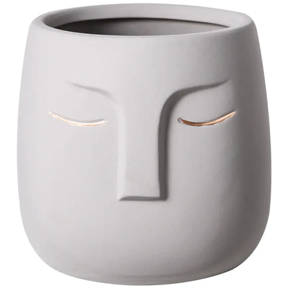 Buddhist Face Shape Ceramic Flower Pot Vase for Living Room