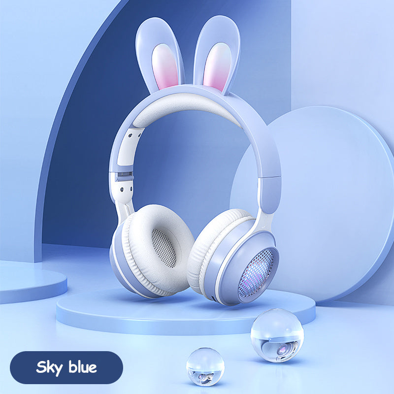 Cute Rabbit Ears Wireless Noise Reduction Foldable Bluetooth Headphones for Girls