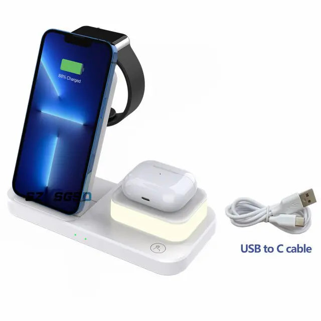 20 Watts 3 In 1 Wireless Foldable Charging Station for iPhone, Apple Watch, and AirPods Pro