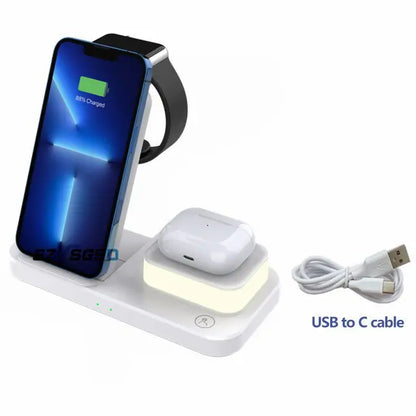 20 Watts 3 In 1 Wireless Foldable Charging Station for iPhone, Apple Watch, and AirPods Pro