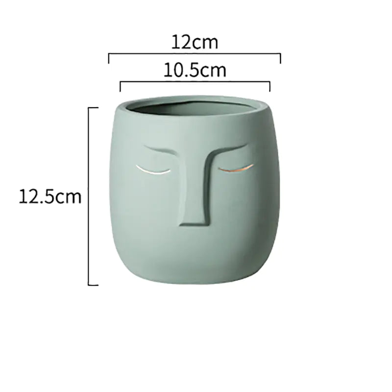 Buddhist Face Shape Ceramic Flower Pot Vase for Living Room