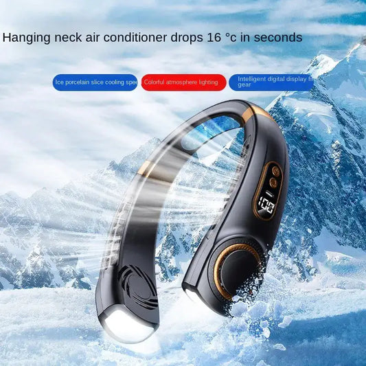 Portable Bladeless Cooling Neck Fan with LED Display for Summer